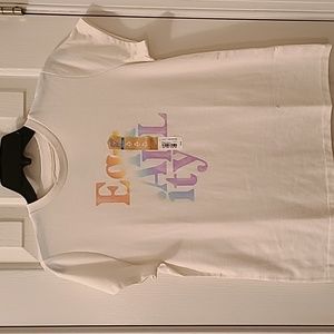 THEREABOUTS GIRLS OFF-WHITE SHORT SLEEVE T-SHIRT "EQUALITY" SIZE XL 18.5 PLUS